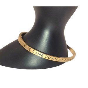 Luke 2:11 Christmas Gold Tone Thin Cuff Bracelet